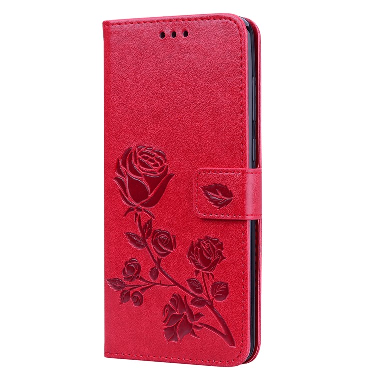 Imprinted Rose Flower Pattern Leather Wallet Case for Samsung Galaxy A9 (2018) / A9 Star Pro / A9s - Red-3