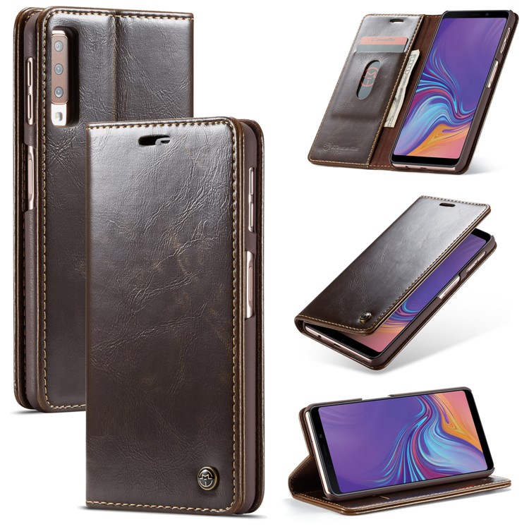 

CASEME PU Кожаный Магнитный Флип-кошелек Для Samsung Galaxy A7 (2018) - Кофе, Galaxy A7 (2018)