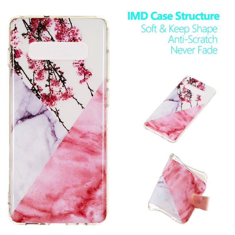 Padrão De Mármore IMD Suave TPU Volta Invólucro Para Samsung Galaxy S10 Plus - Estilo D-1