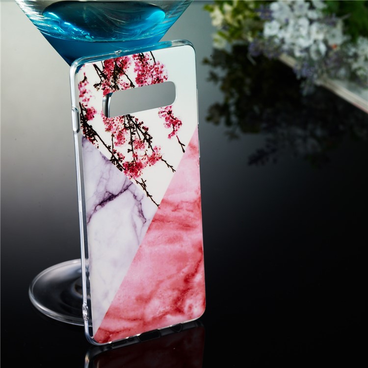 Padrão De Mármore IMD Suave TPU Volta Invólucro Para Samsung Galaxy S10 Plus - Estilo D-5