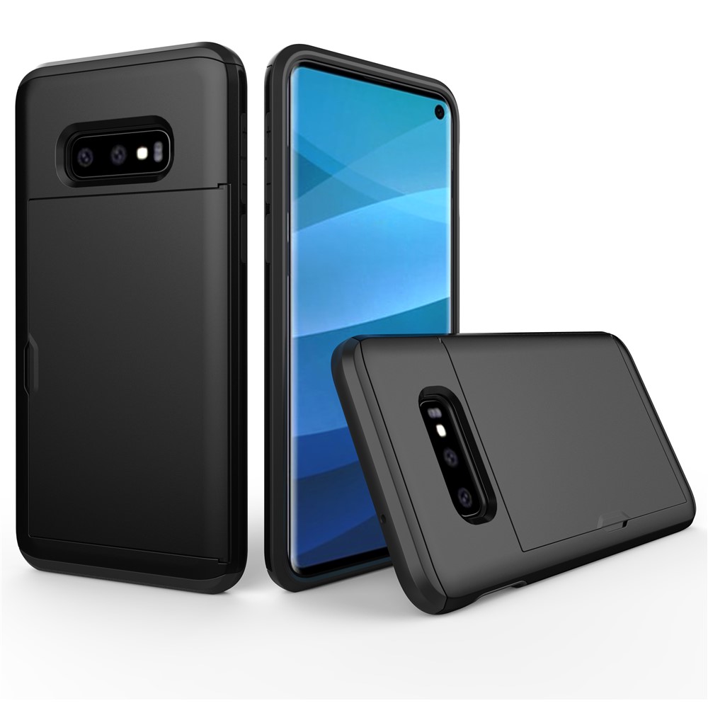 Держатель слайд-карты гибридный пк + тпу телефон оболочки для samsung galaxy s10 lite - черный