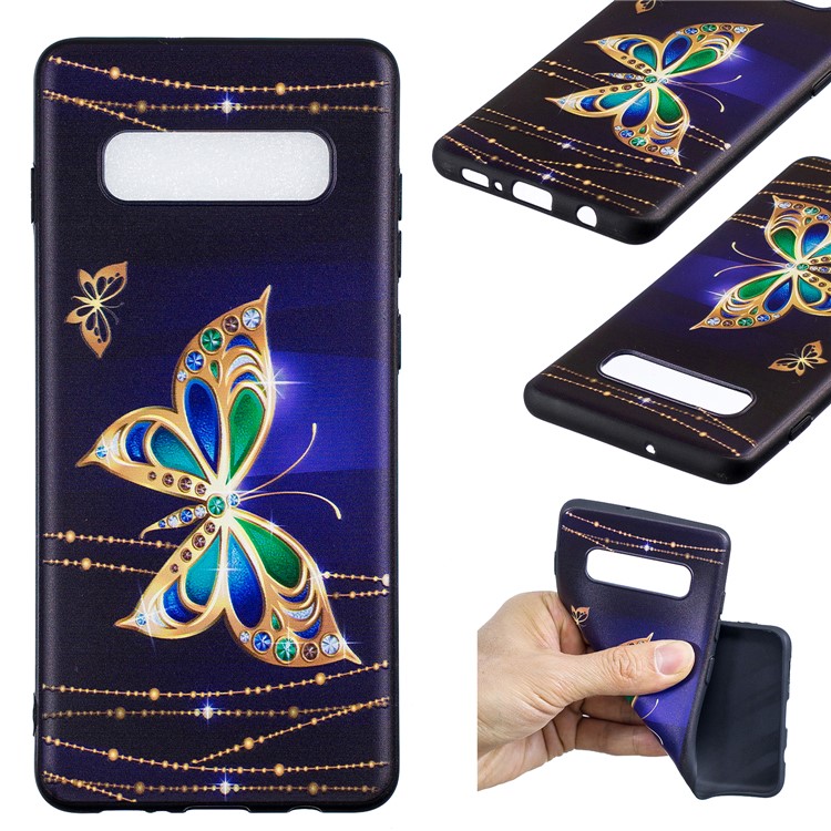 

Pattern Printing Embossment Soft TPU Casing for Samsung Galaxy S10 Plus - Colorized Butterfly, Galaxy S10 Plus