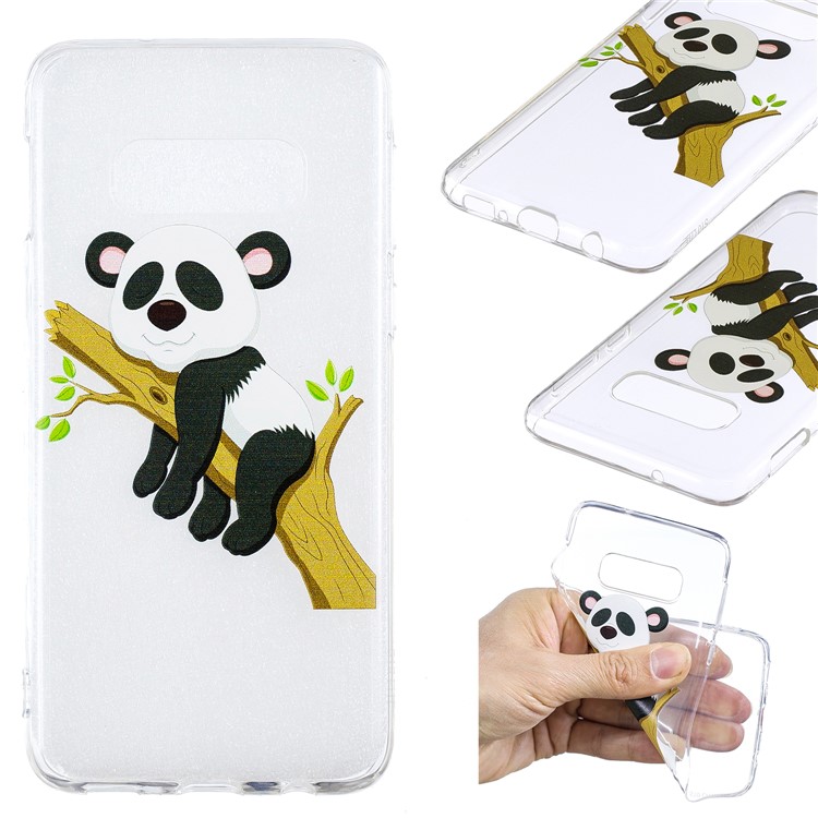 Pattern Printing TPU Phone Case Accessory for Samsung Galaxy S10e - Panda Climbing Tree-1