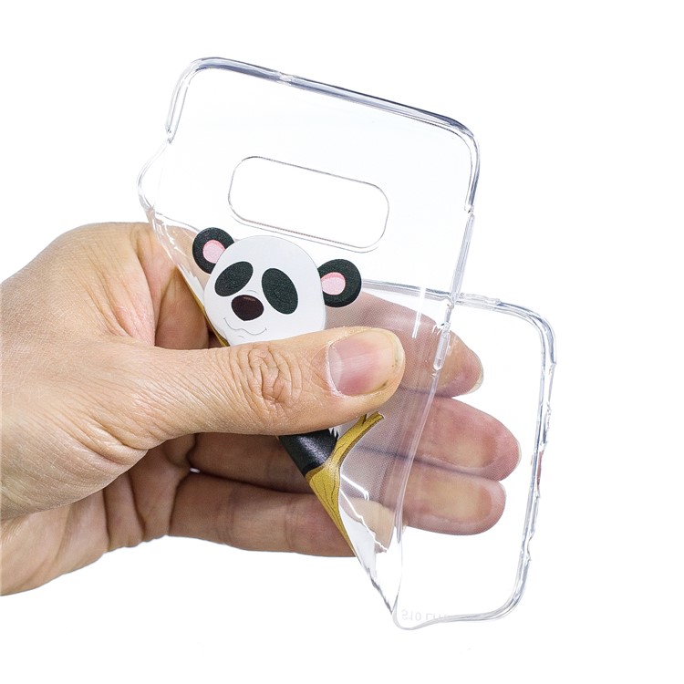 Pattern Printing TPU Phone Case Accessory for Samsung Galaxy S10e - Panda Climbing Tree-5