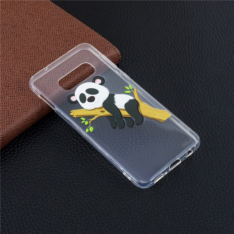 Pattern Printing TPU Phone Case Accessory for Samsung Galaxy S10e - Panda Climbing Tree-6