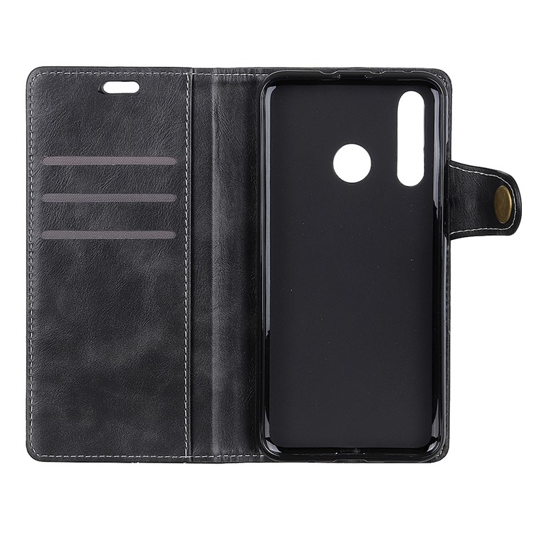 S-shape Textured PU Leather Stand Wallet Mobile Phone Case for Samsung Galaxy A8s - Black-5