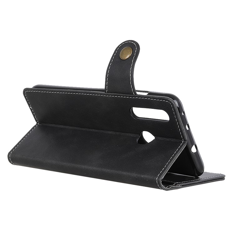 S-shape Textured PU Leather Stand Wallet Mobile Phone Case for Samsung Galaxy A8s - Black-8