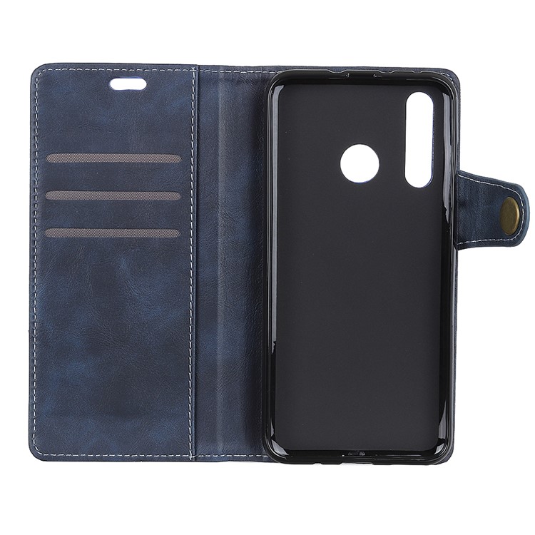 S-shape Textured PU Leather Stand Wallet Mobile Phone Shell for Samsung Galaxy A8s - Blue-5