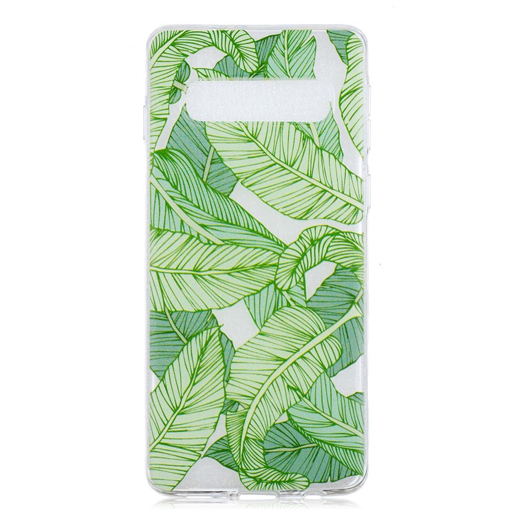 

Pattern Printing TPU Cell Phone Case for Samsung Galaxy S10 Plus - Green Leaves, Galaxy S10 Plus