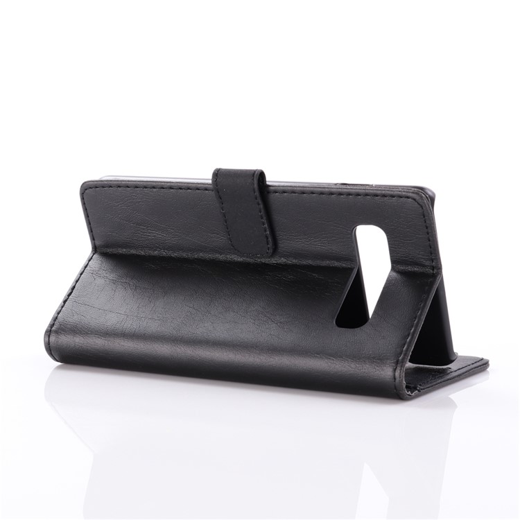 Crazy Horse Wallet Stand de Cuero Para Samsung Galaxy S10 - Negro