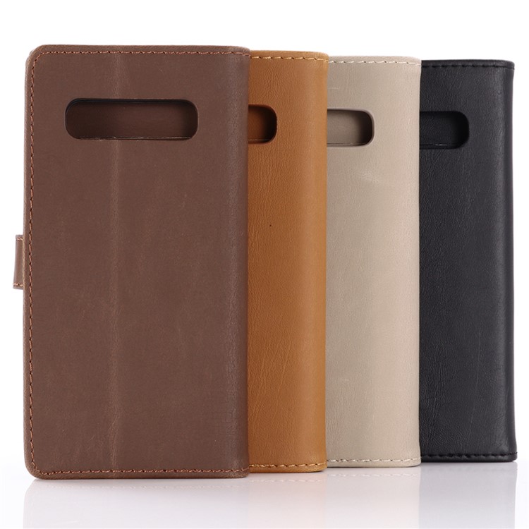 Estojo De Couro De Cavalo Maluco Stand Case Para Samsung Galaxy S10 - Preto-7