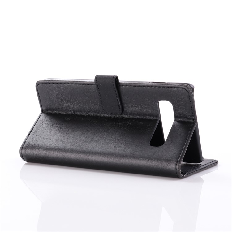 Estojo De Couro De Cavalo Maluco Stand Case Para Samsung Galaxy S10 Plus - Preto-4