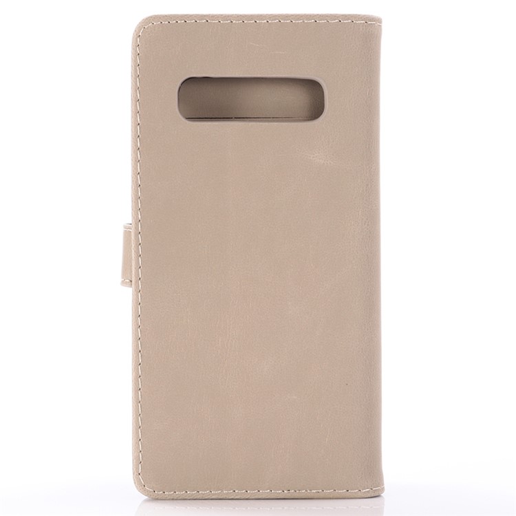 Capa De Couro De Cavalo Maluco Carteira Suporte Para Samsung Galaxy S10 Plus - Cinzento-2