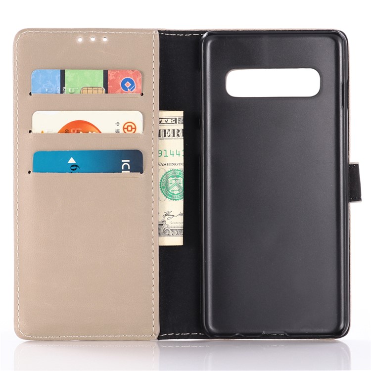 Capa De Couro De Cavalo Maluco Carteira Suporte Para Samsung Galaxy S10 Plus - Cinzento-3