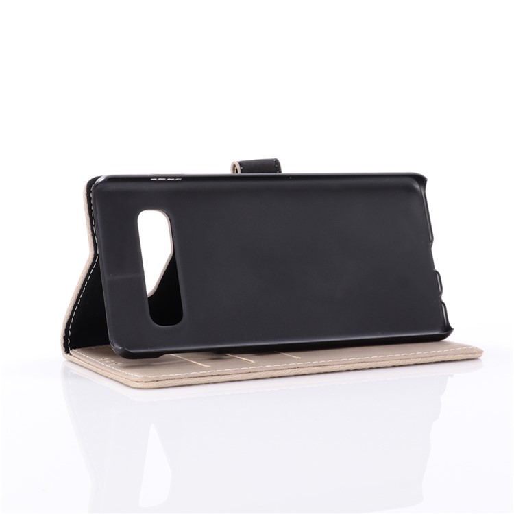 Capa De Couro De Cavalo Maluco Carteira Suporte Para Samsung Galaxy S10 Plus - Cinzento-5