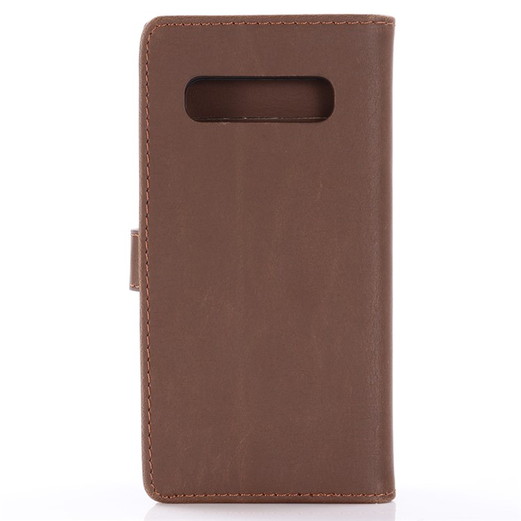 Crazy Horse Magnetic Leather Stand Cover for Samsung Galaxy S10 Plus - Coffee-3