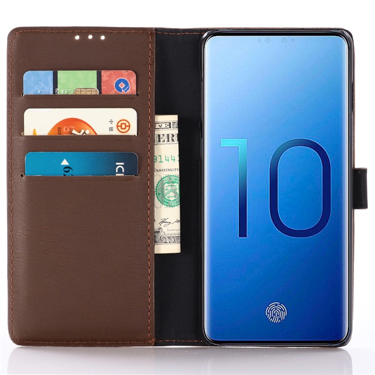 Crazy Horse Magnetic Leather Stand Cover for Samsung Galaxy S10 Plus - Coffee-4