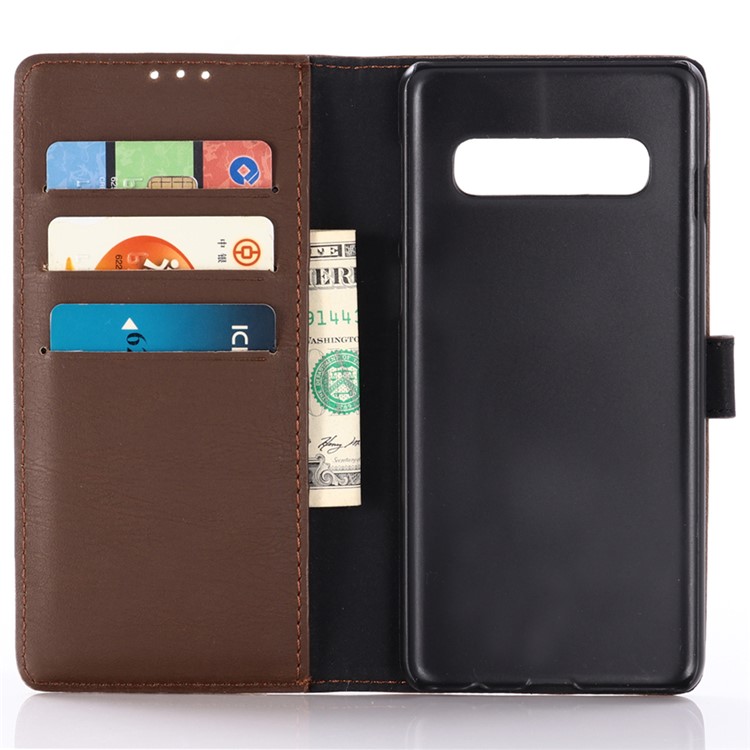 Crazy Horse Magnetic Leather Stand Cover for Samsung Galaxy S10 Plus - Coffee-5