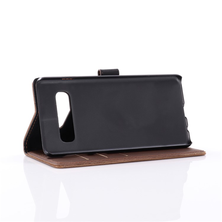 Crazy Horse Magnetic Leather Stand Cover for Samsung Galaxy S10 Plus - Coffee-7