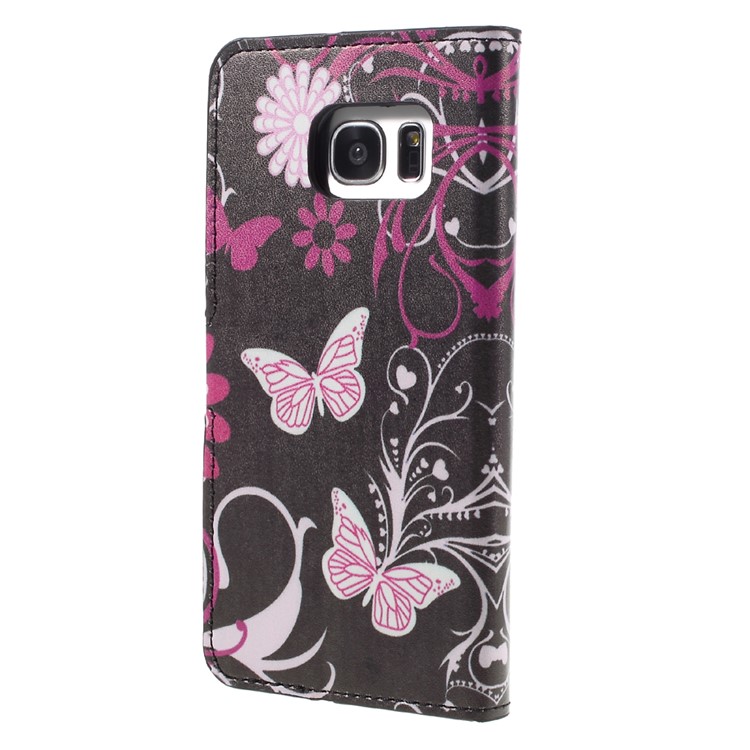 Support Case-portefeuille en cuir pour Samsung Galaxy S7 bord G935 - Butterfly Flowers-2