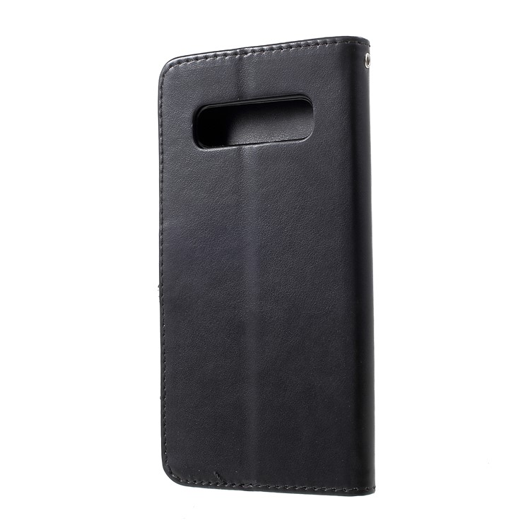 Caso De Couro De Carteira De Flor De Borboleta De Impressão Para Samsung Galaxy S10 - Preto-2