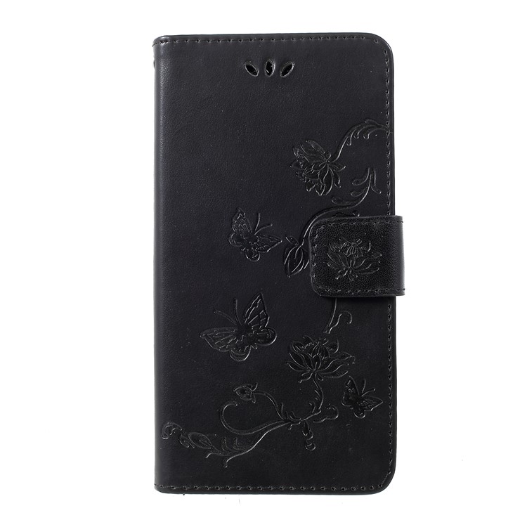 Caso De Couro De Carteira De Flor De Borboleta De Impressão Para Samsung Galaxy S10 - Preto-3
