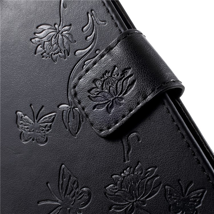Caso De Couro De Carteira De Flor De Borboleta De Impressão Para Samsung Galaxy S10 - Preto-8