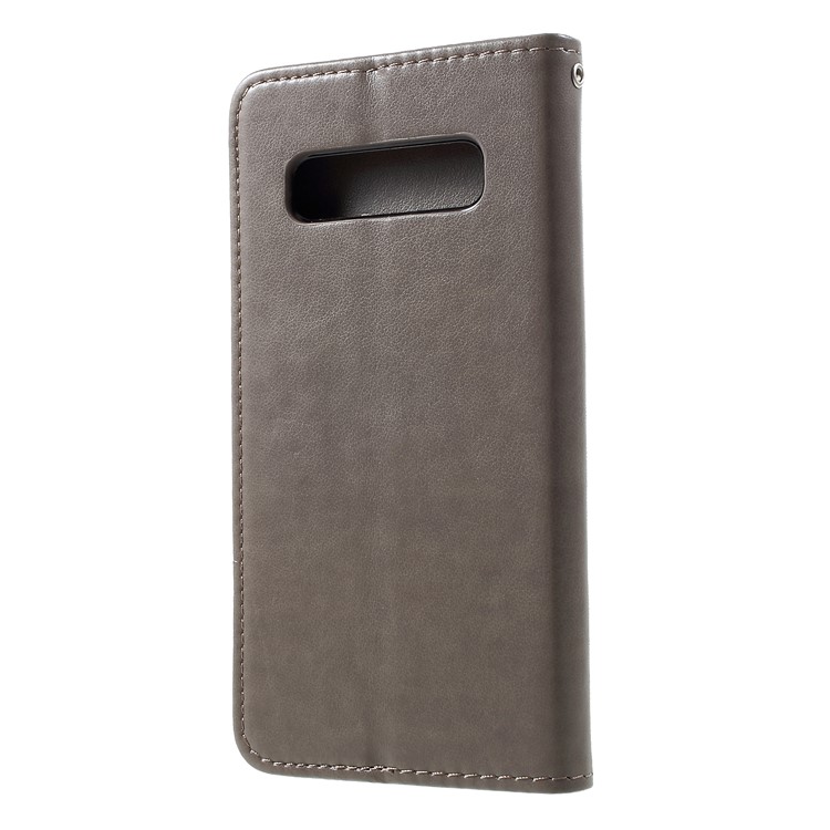Para Samsung Galaxy S10 Além De Impressão Gato E Peixe Osso Carteira Suporte Capa De Couro - Cinzento-3