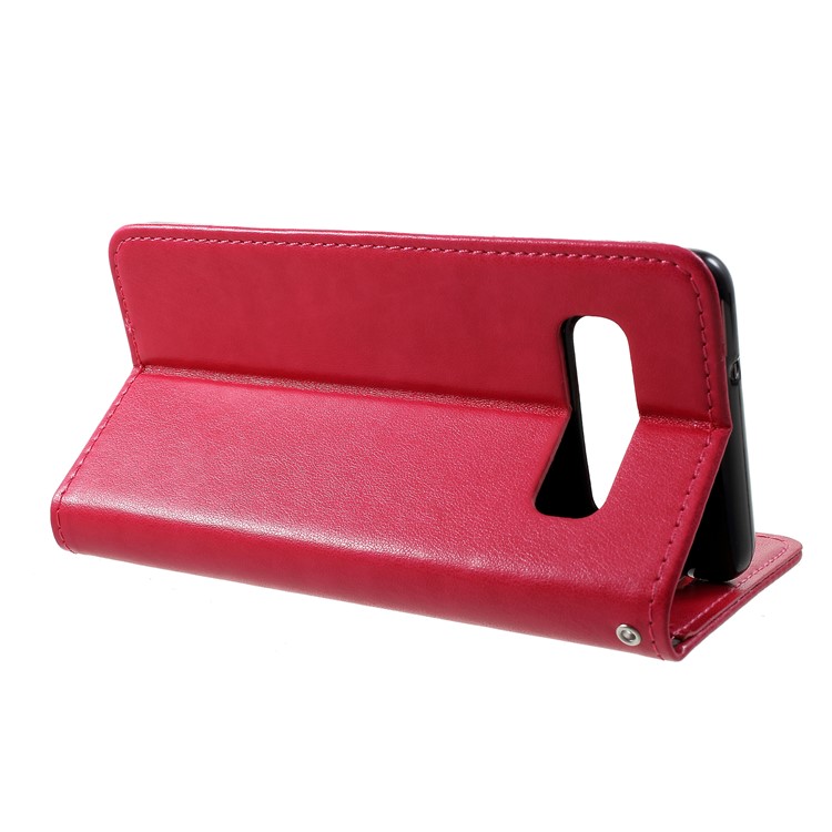 For Samsung Galaxy S10 Plus Imprint Cat and Fish Bone Wallet Stand Leather Case - Rose-4