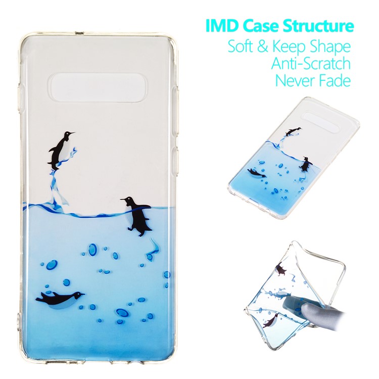 Pour Samsung Galaxy S10 Plus Motif IMD Impression Couverture De Téléphone TPU - Pingouins-1