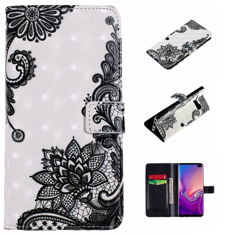 

Для Samsung Galaxy S10 Plus С Тисненым Рисунком Кожаный Чехол Для Кошелька [легкий Декор] - Кружевной Цветок, Galaxy S10 Plus