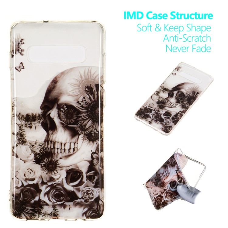 

Pattern Printing IMD TPU Case Shell for Samsung Galaxy S10 Plus - Flowered Skull, Galaxy S10 Plus