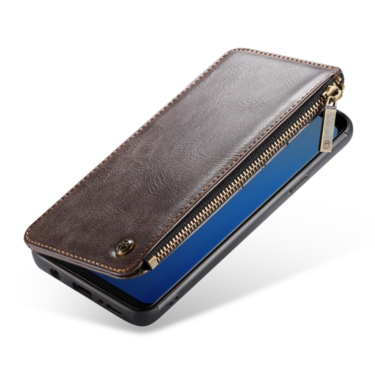 CASEME 011 Series Detachable 2-in-1 Business Zipper Leather Wallet Phone Case for Samsung Galaxy S9+ SM-G965 - Coffee-10
