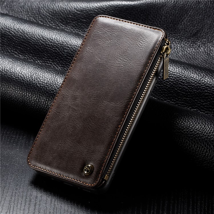 CASEME 011 Series Detachable 2-in-1 Business Zipper Leather Wallet Phone Case for Samsung Galaxy S9+ SM-G965 - Coffee-15