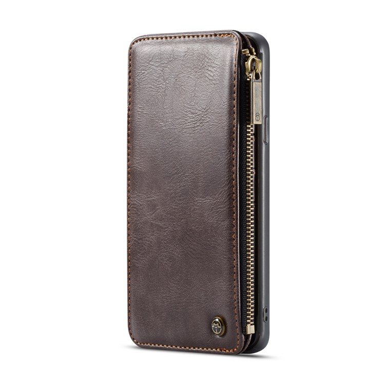 CASEME 011 Series Detachable 2-in-1 Business Zipper Leather Wallet Phone Case for Samsung Galaxy S9+ SM-G965 - Coffee-2