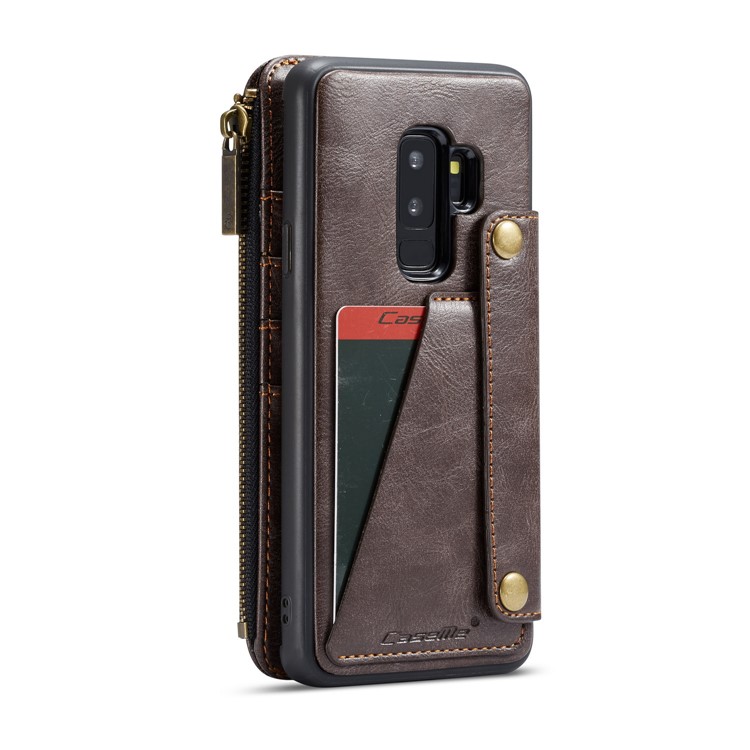 CASEME 011 Series Detachable 2-in-1 Business Zipper Leather Wallet Phone Case for Samsung Galaxy S9+ SM-G965 - Coffee-3