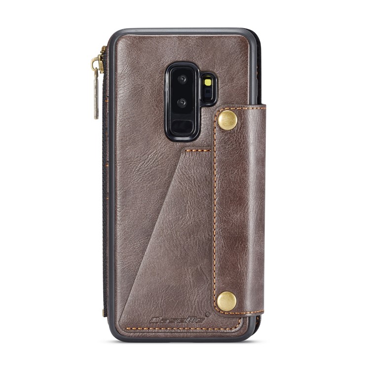 CASEME 011 Series Detachable 2-in-1 Business Zipper Leather Wallet Phone Case for Samsung Galaxy S9+ SM-G965 - Coffee-4