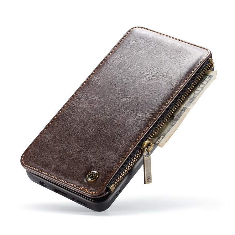 CASEME 011 Series Detachable 2-in-1 Business Zipper Leather Wallet Phone Case for Samsung Galaxy S9+ SM-G965 - Coffee-9