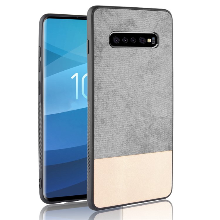 

[Bi-color Splicing] PU Leather Coated PC + TPU Hybrid Cover for Samsung Galaxy S10 Plus - Grey, Galaxy S10 Plus
