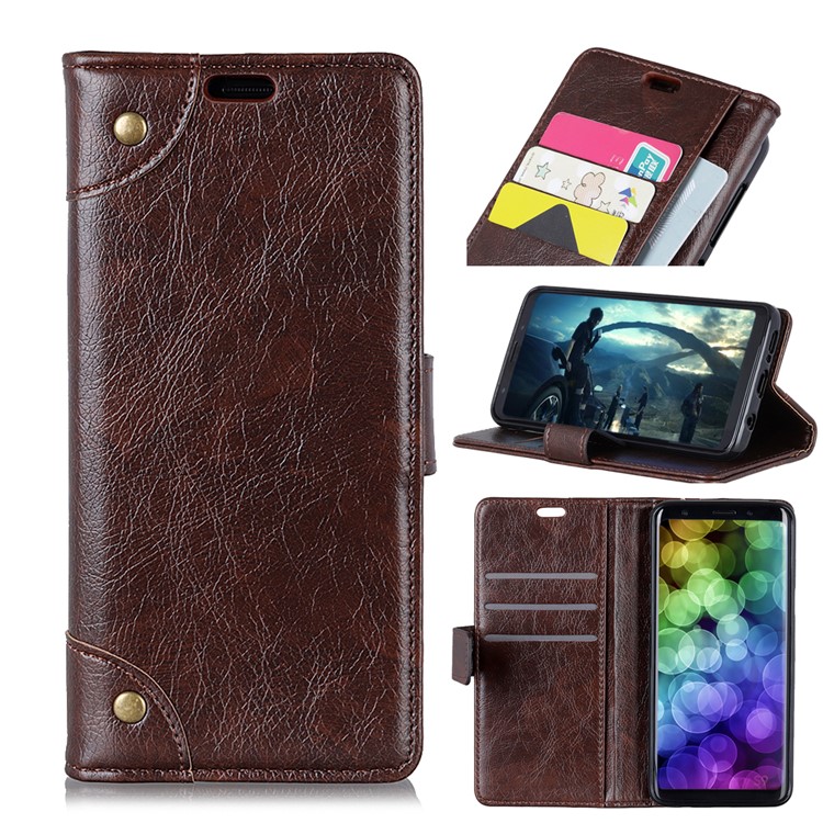 

Nappa Texture Wallet Stand Leather Casing for Samsung Galaxy A8s - Coffee, Galaxy A8s