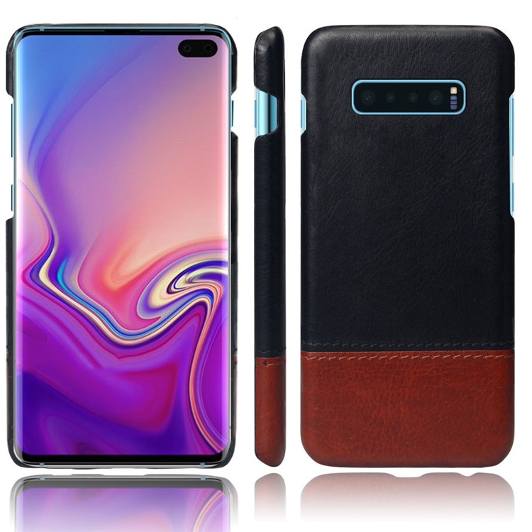 KSQ Bi-color Splicing PU Leather Coated PC Case for Samsung Galaxy S10 Plus-4