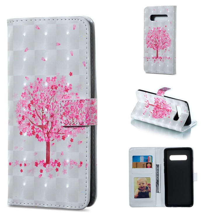 

Embossment Patterned Stand PU Leather Flip Case for Samsung Galaxy S10 Plus - Pink Tree, Galaxy S10 Plus