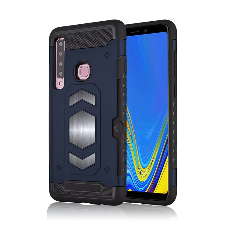 Крышка держателя комбинированной карты pc + tpu с подставкой для samsung galaxy a9 (2018) / a9 star pro / a9s - темно-синий