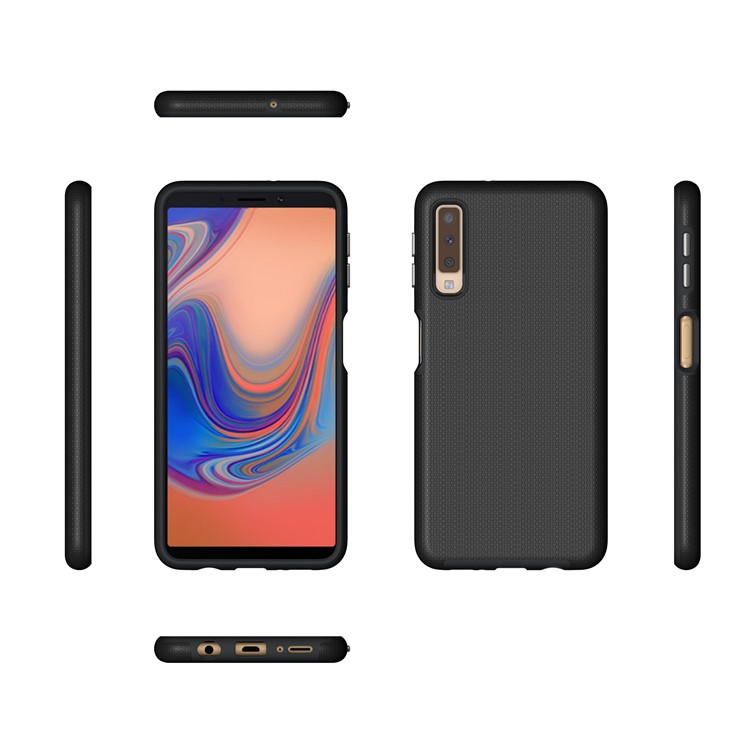 Anti-skid PC + TPU Hybrid Armor Case for Samsung Galaxy A7 (2018) - Black-10