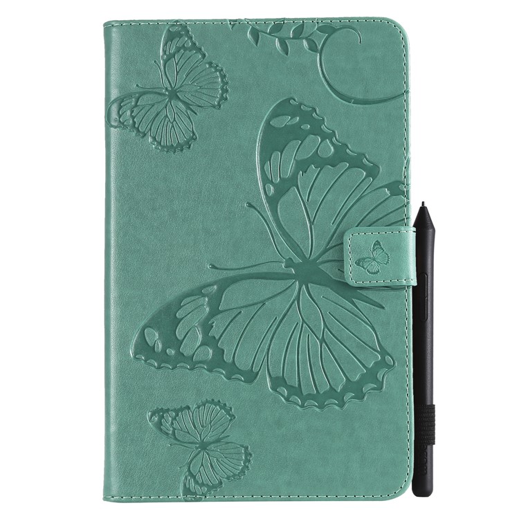 

[Imprint Butterfly] Stand Leather Flip Shell Case for Samsung Galaxy Tab A 8.0 (2018) SM-T387 - Cyan, Galaxy Tab A 8.0 (2018)