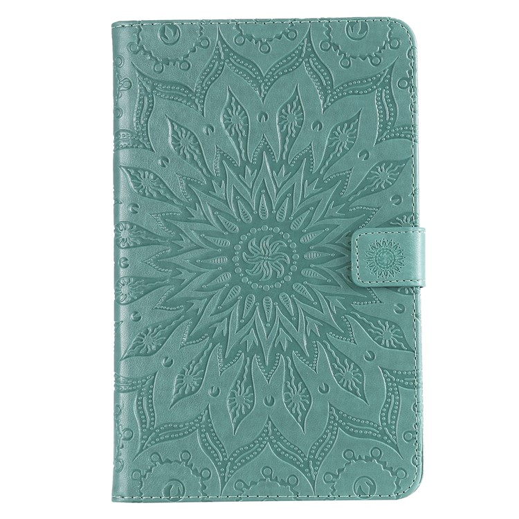 

[Imprint Sunflower] Leather Wallet Tablet Cover for Samsung Galaxy Tab A 8.0 (2018) SM-T387 - Cyan, Galaxy Tab A 8.0 (2018)
