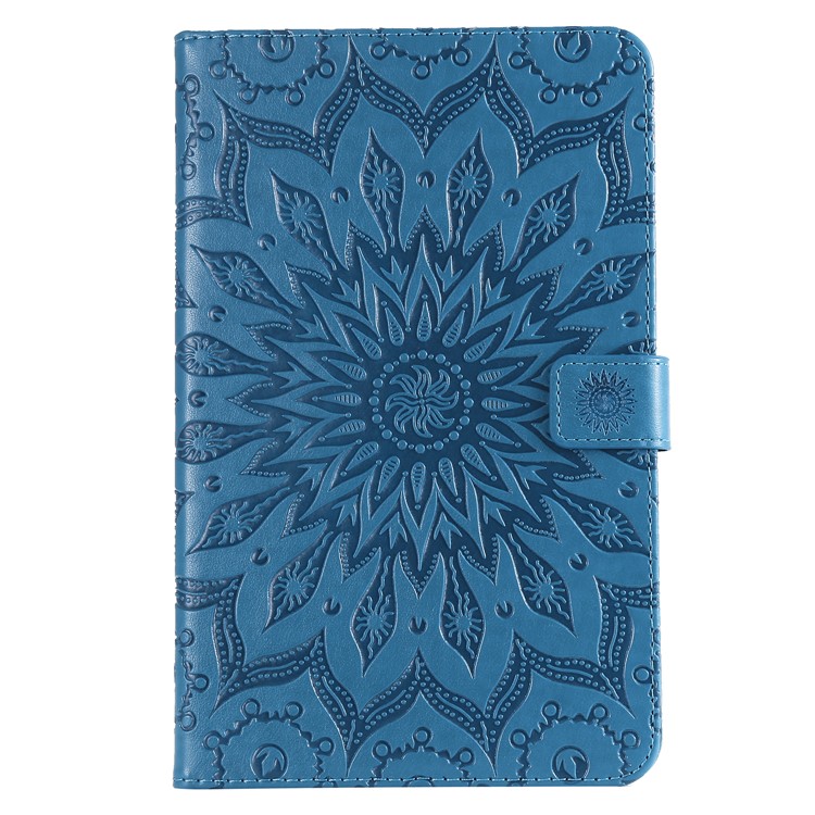 

[Imprint Sunflower] Leather Stand Flip Casing for Samsung Galaxy Tab A 8.0 (2018) SM-T387 - Blue, Galaxy Tab A 8.0 (2018)