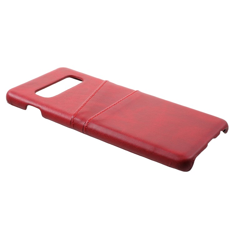 Double Card Slots PU Leather Coated PC Hard Casing for Samsung Galaxy S10 Plus - Red-2