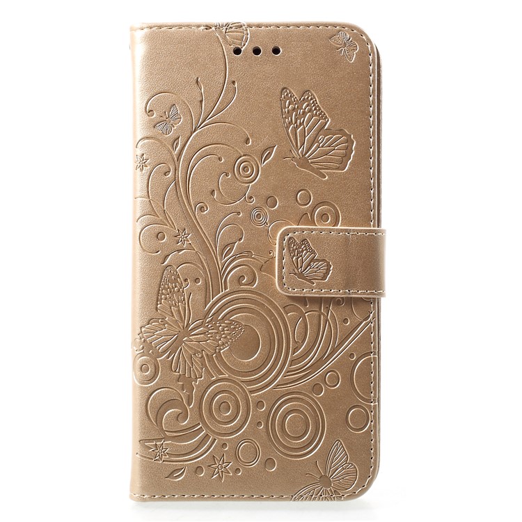 

Imprinted Butterfly Flower PU Leather Mobile Shell for Samsung Galaxy S10 Plus - Gold, Galaxy S10 Plus