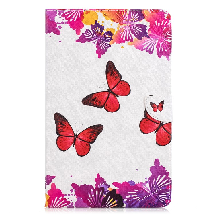 

Pattern Printing PU Leather Flip Stand Tablet Shell for Samsung Galaxy Tab A 10.5 (2018) T590 T595 - Red and Purple Butterflies, Galaxy Tab A 10.5 (2018) T590 T595